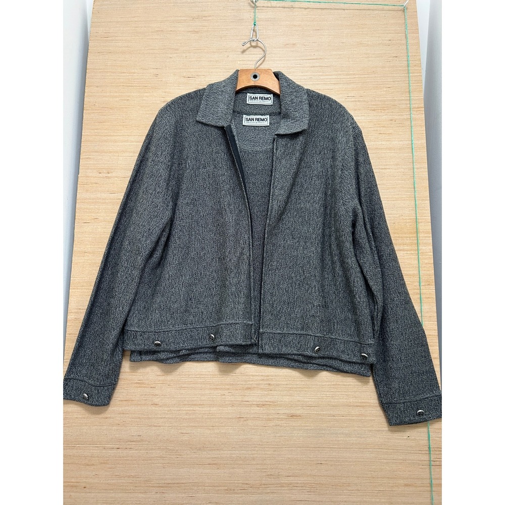 San Remo by Laura Knits Gray Zip Up Jacket and‎ Tank Top Set XL Made in USA